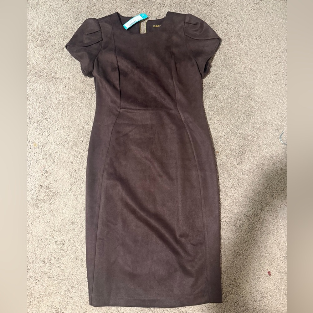 Calvin Klein tulip sleeve dress. Brown. Size 6
